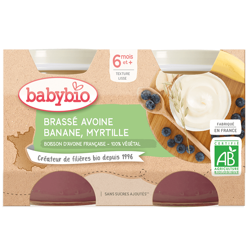 Baby Bio Brassé végétal avoine banane myrtille (dès 6 mois) BIO - 2x130g vrac-zero-dechet-ecolo-lille-pilaterie