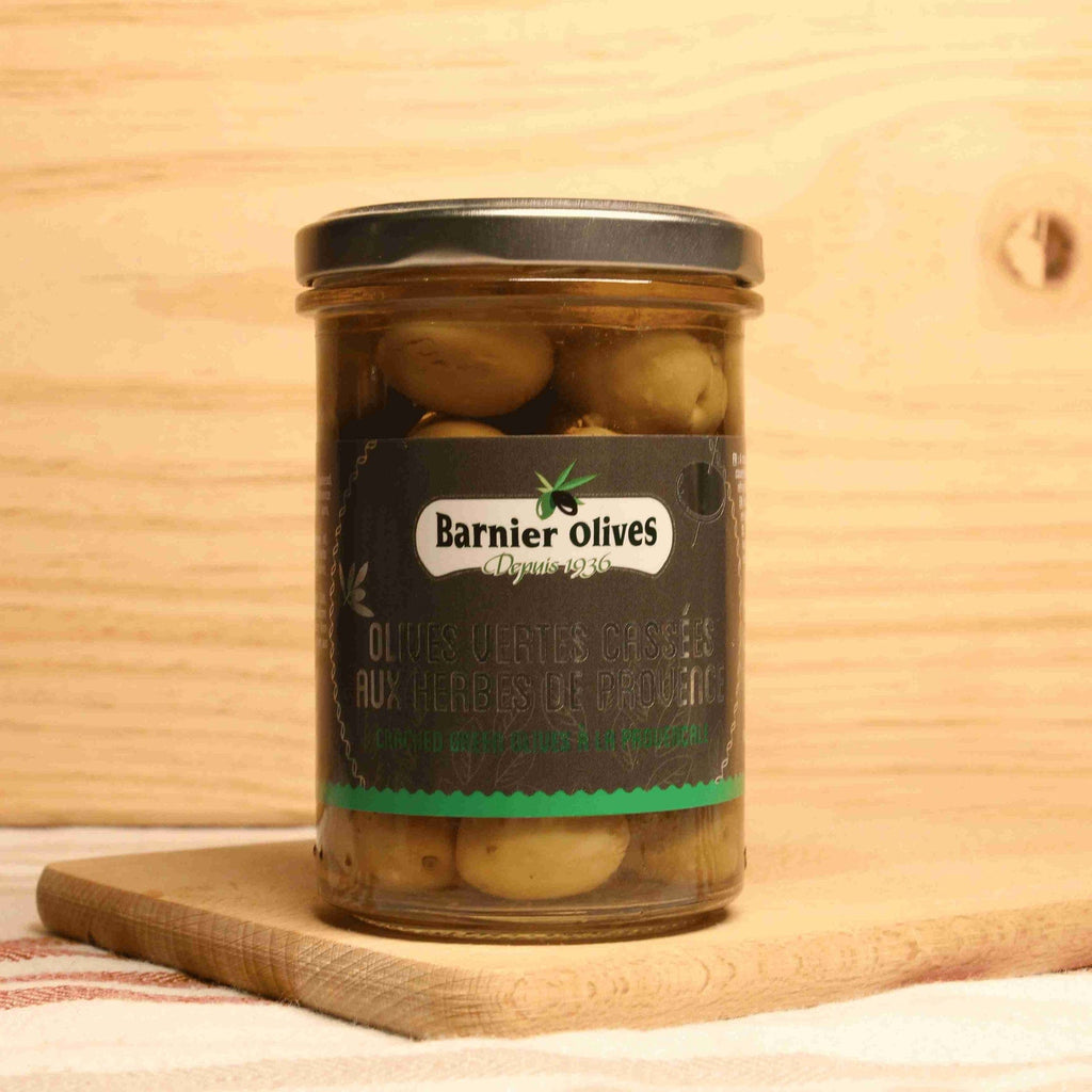 Barnier Olives Olives Vertes Cassées au Herbes de Provence - 115g net égoutté vrac-zero-dechet-ecolo-lille-pilaterie