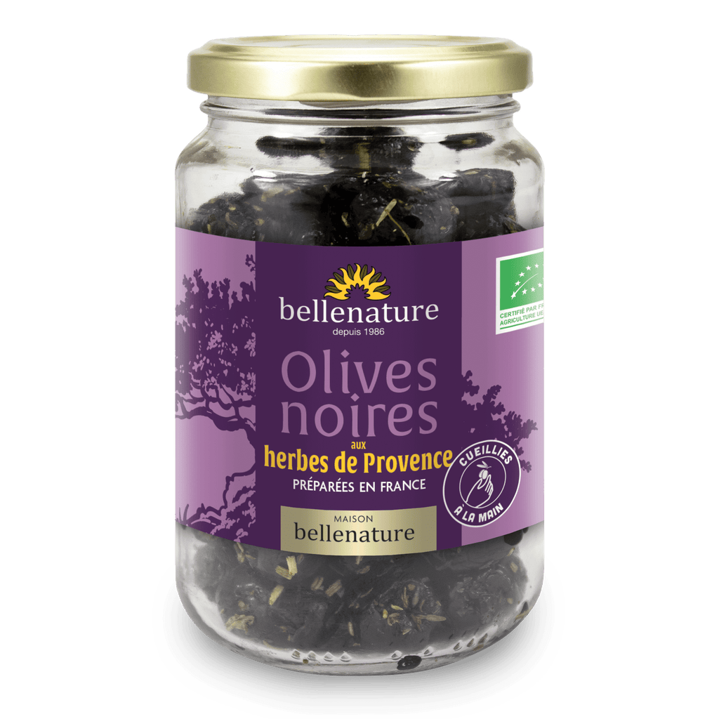 Bellenature Olives noires aux herbes de Provence BIO - 230g net égoutté vrac-zero-dechet-ecolo-lille-pilaterie