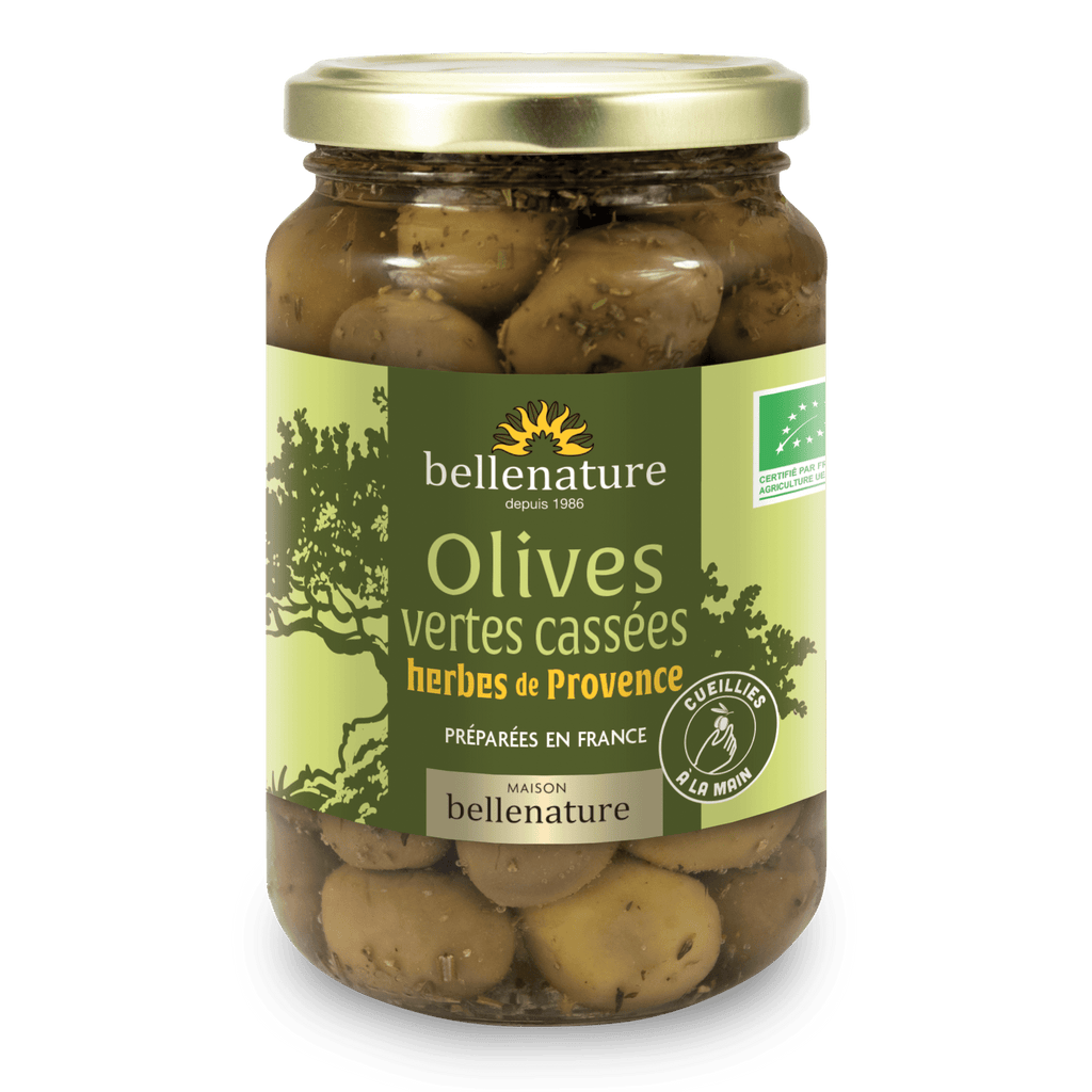 Bellenature Olives vertes aux herbes de Provence BIO - 220g net égoutté vrac-zero-dechet-ecolo-lille-pilaterie
