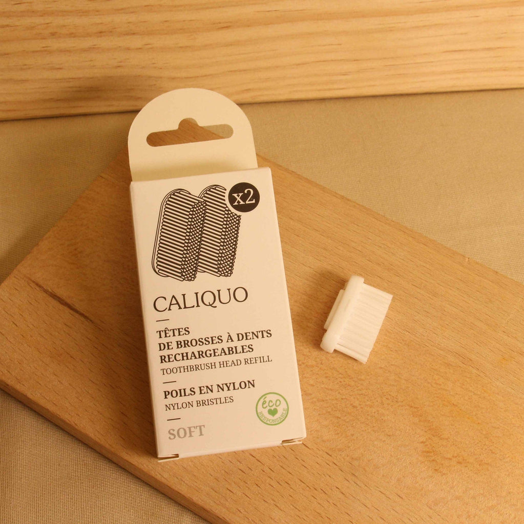 Caliquo Recharge 2 têtes de brosses à dents - poils souples vrac-zero-dechet-ecolo-lille-pilaterie