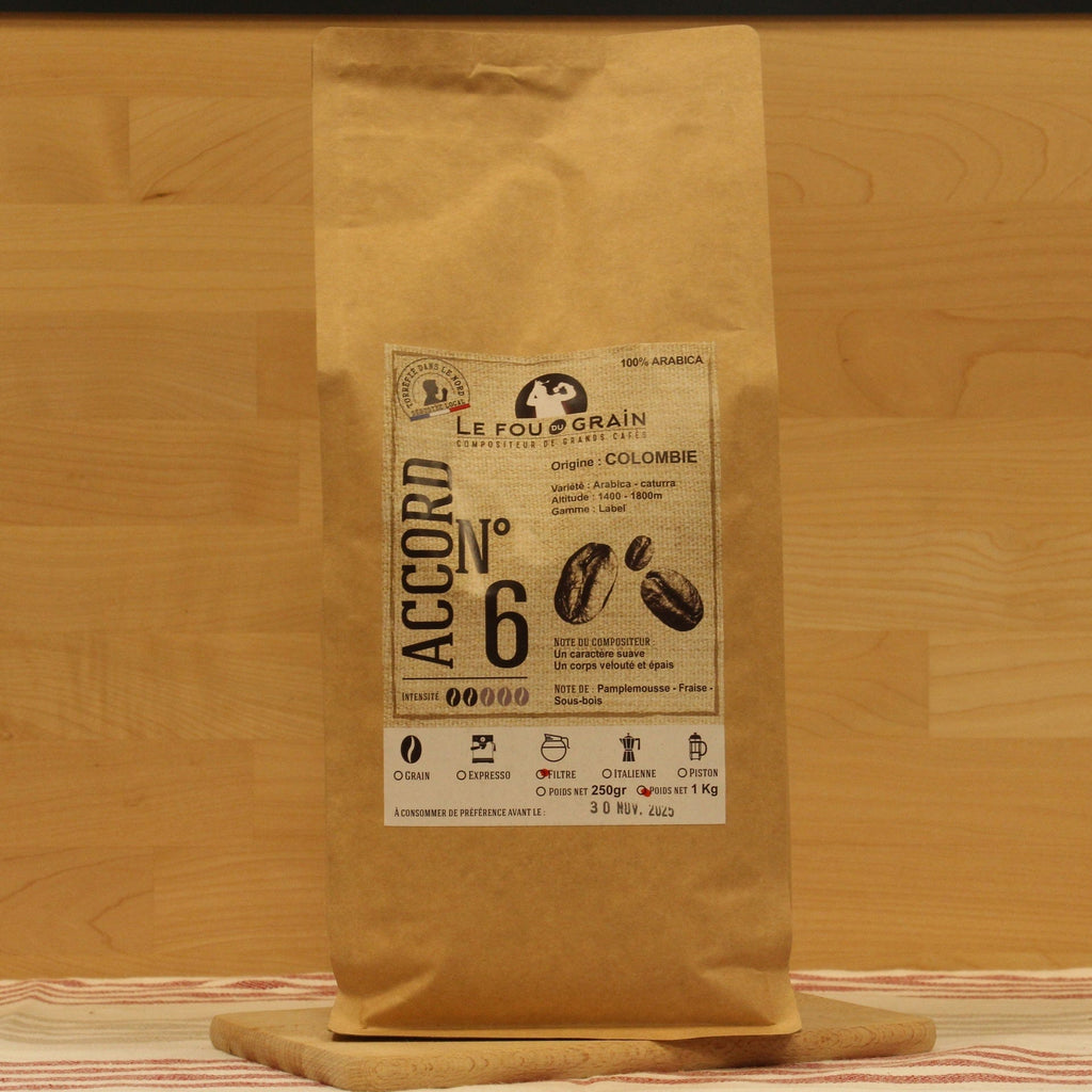 Le fou du grain Café moulu Colombie N°6 - Intensité 2/5 - 1kg - SAC REPRIS - ANTIGASPI vrac-zero-dechet-ecolo-lille-pilaterie