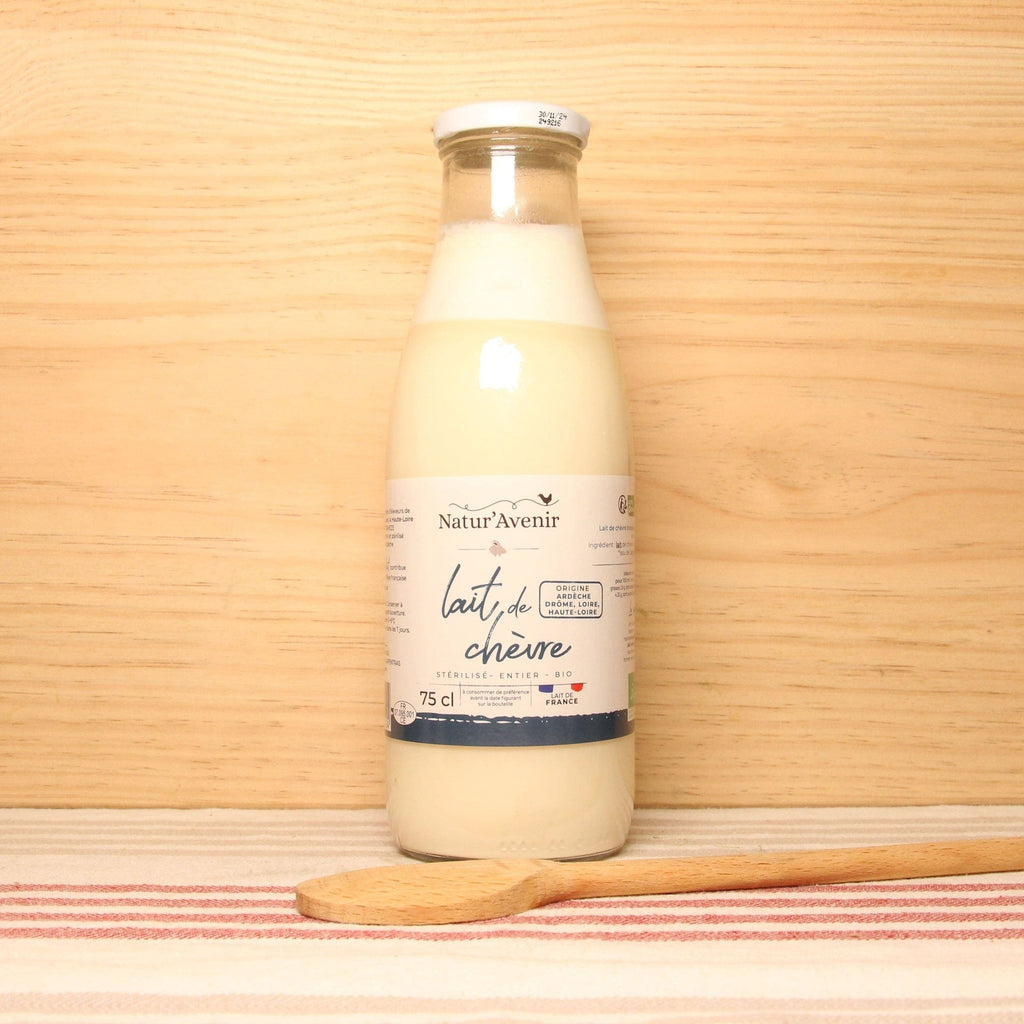 Natur'Avenir Lait de chèvre entier stérilisé BIO - bouteille verre 75cl vrac-zero-dechet-ecolo-lille-pilaterie