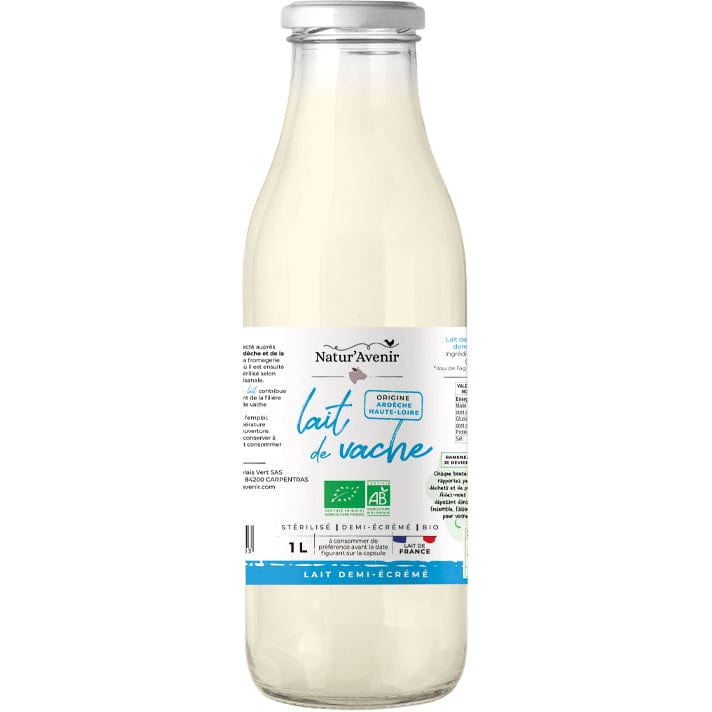 Natur'Avenir Lait demi-écrémé stérilisé BIO - 1L - ANTIGASPI vrac-zero-dechet-ecolo-lille-pilaterie