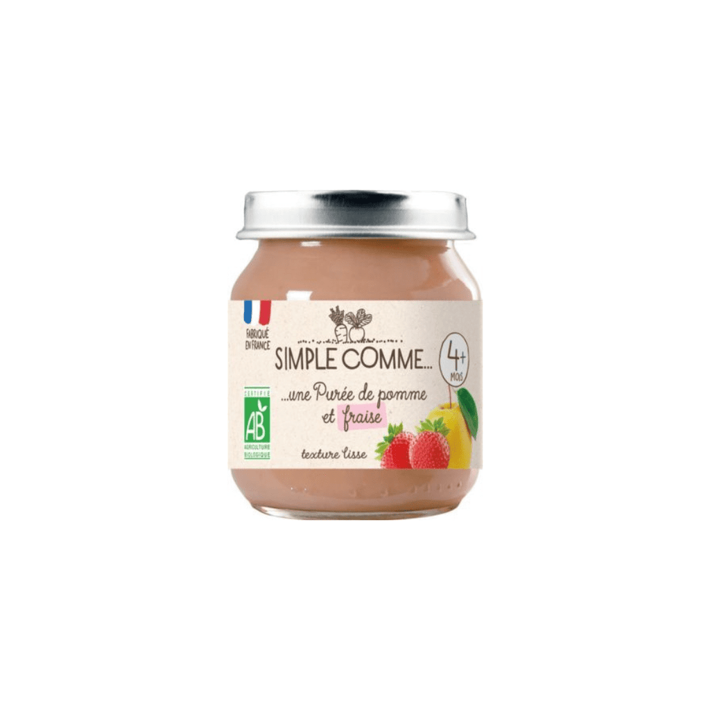 Simple comme Pot bébé 4 mois pomme fraise BIO - 125g vrac-zero-dechet-ecolo-lille-pilaterie