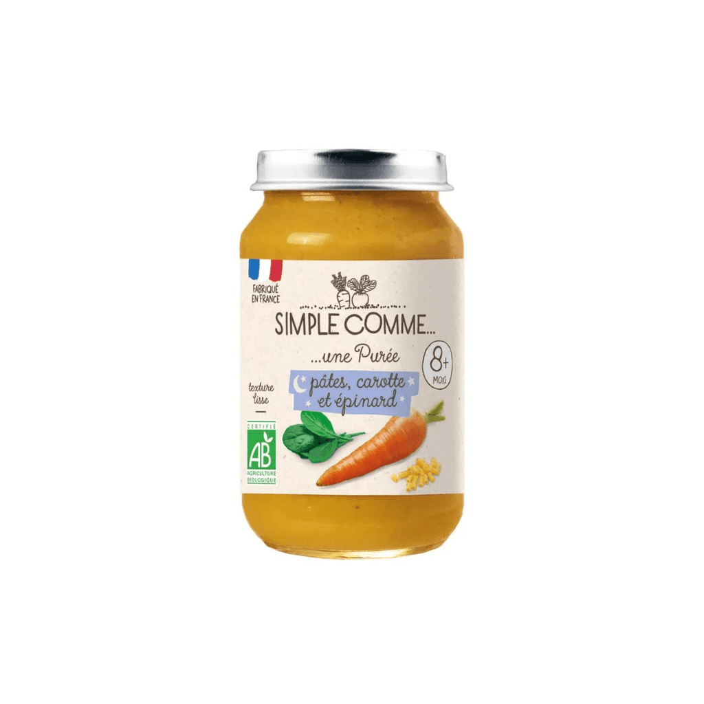 Simple comme Pot bébé 8 mois pâtes Carotte Epinard BIO - 200g vrac-zero-dechet-ecolo-lille-pilaterie