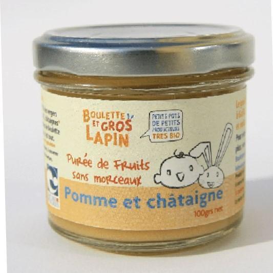 Boulette et Gros Lapin Pot bébé - purée de fruit : Purée de pomme et châtaigne - 100g vrac-zero-dechet-ecolo-lille-pilaterie