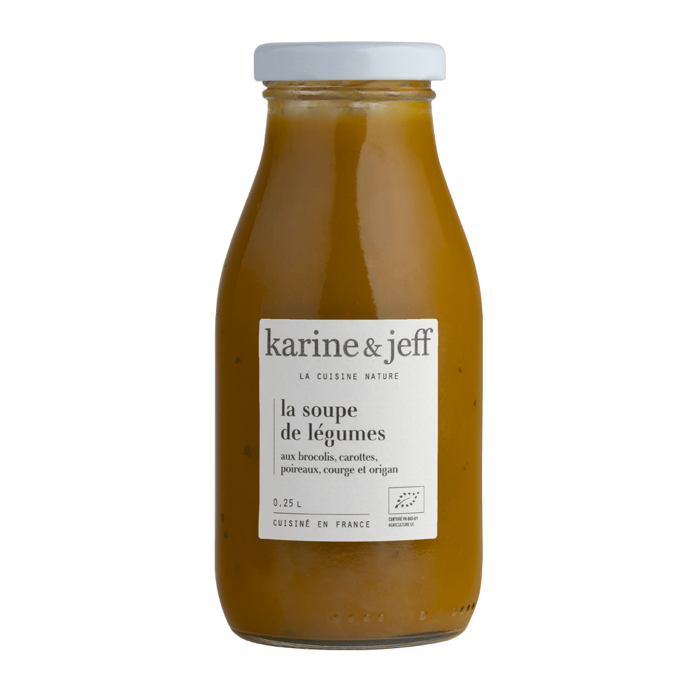 Karine & Jeff La soupe de légumes - aux brocolis, carottes, poireaux, courge et origan - 0.25L vrac-zero-dechet-ecolo-lille-pilaterie